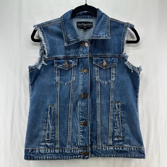 Los Angeles Denim Co. Jackets & Blazers - Los Angeles Denim Co Vest Womens S Harley Trucker Utility Button Up Fringed Blue